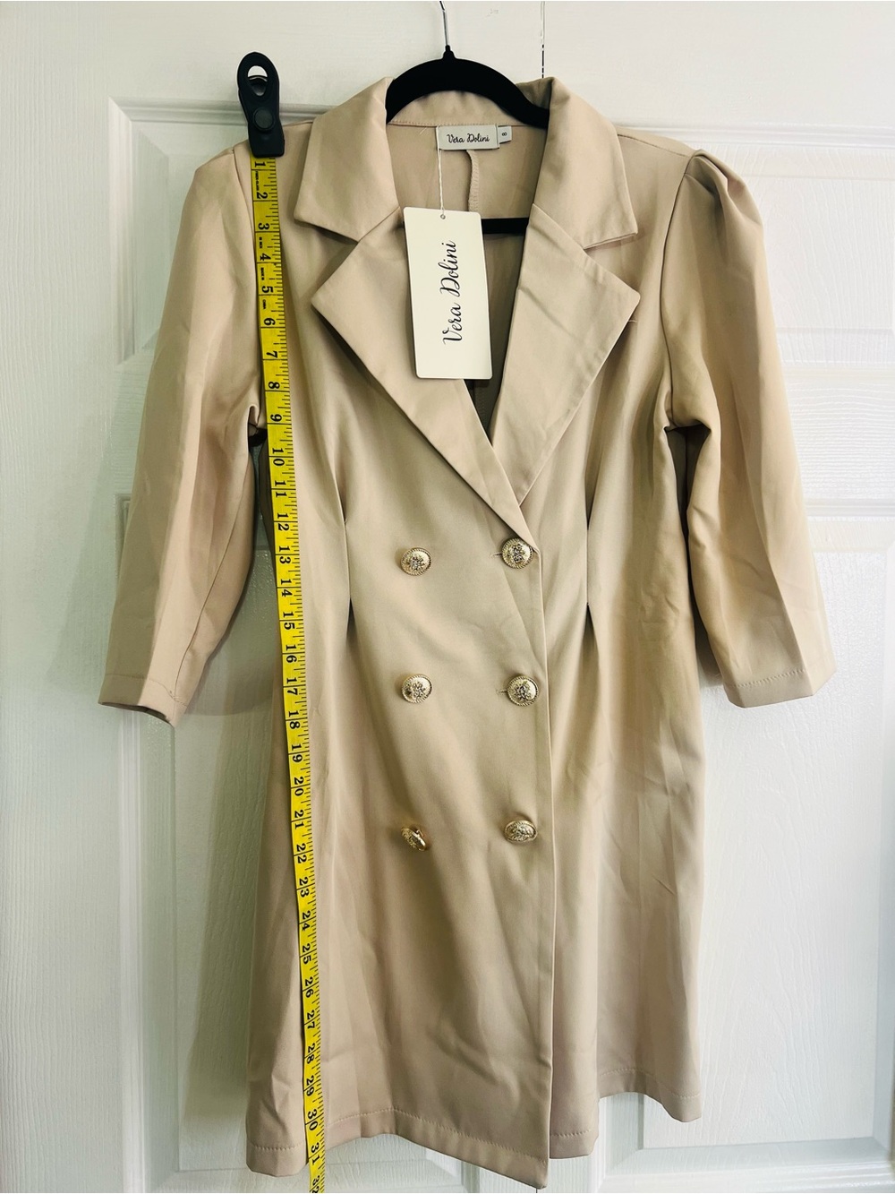 Beige Blazer Dress with Belt - Picture 4 of 6